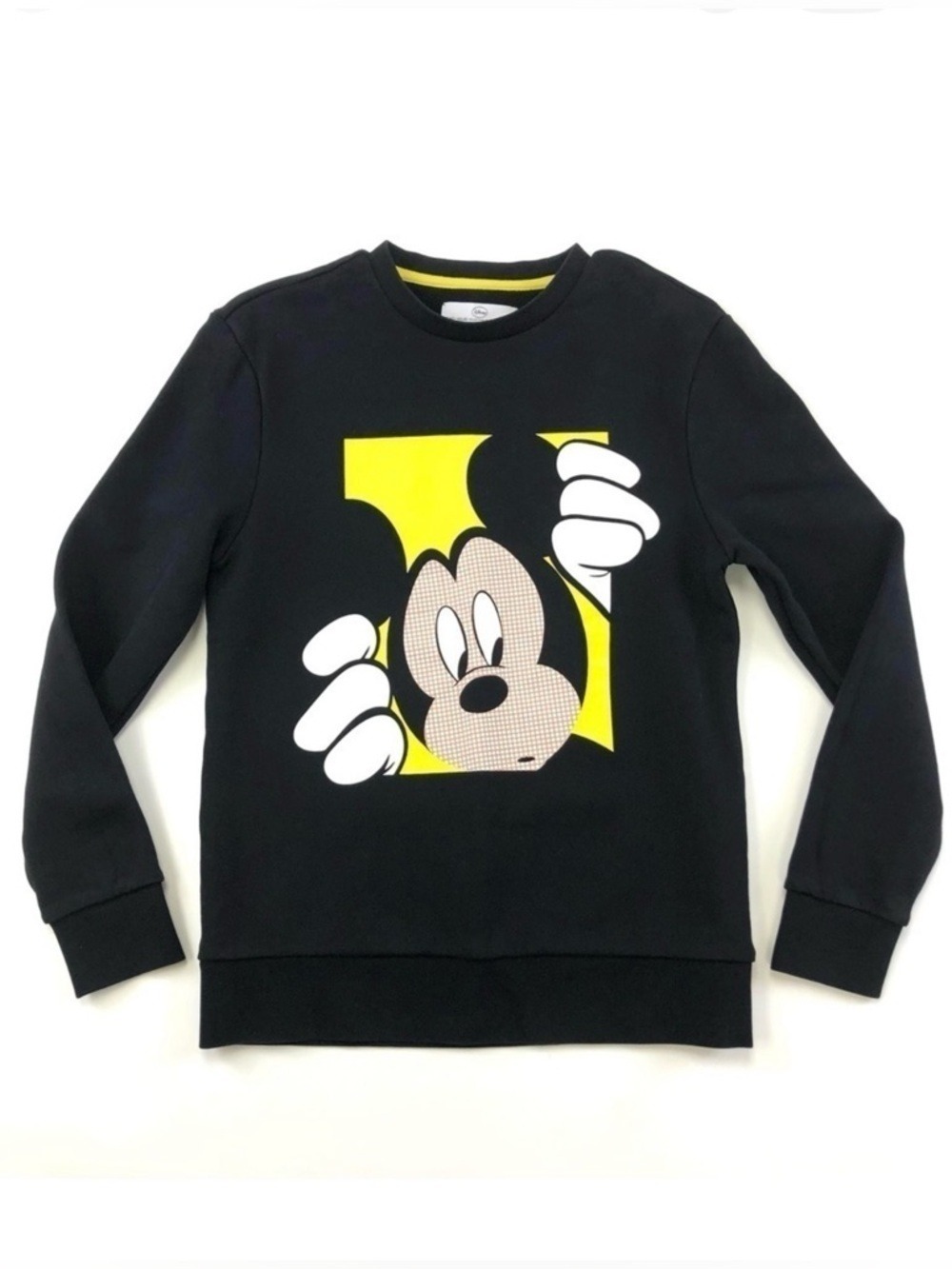 Disney x Peacebird Mickey Mouse peeking jet black graphic sweatshirt Small